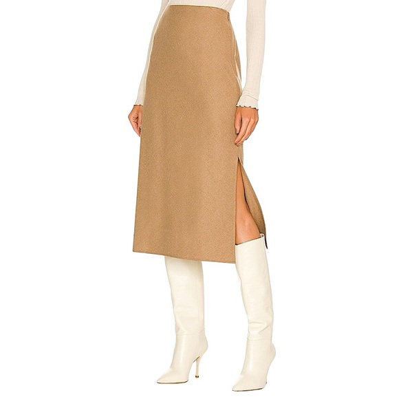 Vince Dresses & Skirts - Vince Brushed Flannel Side Slit Slip Skirt in Tan size 10